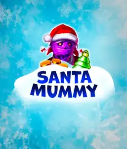  Behold the unique "Santa Mummy" slot game by Belatra, showcasing a mummified Santa decked out in festive holiday attire. This vibrant image captures the mummy with a vivid purple hue, wearing a Santa hat, surrounded by snowy blue and icy snowflakes. The game's title, "Santa Mummy," is prominently displayed in large, icy blue letters.