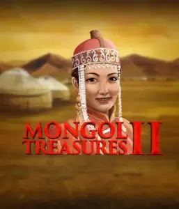 Discover the vibrant history of Mongolia with the Mongol Treasures 2 game by Endorphina, highlighting a beautiful Mongolian woman dressed in traditional attire against a golden Mongolian steppe backdrop. This graphic portrays the beauty of Mongolian tradition, providing a memorable gaming experience. 